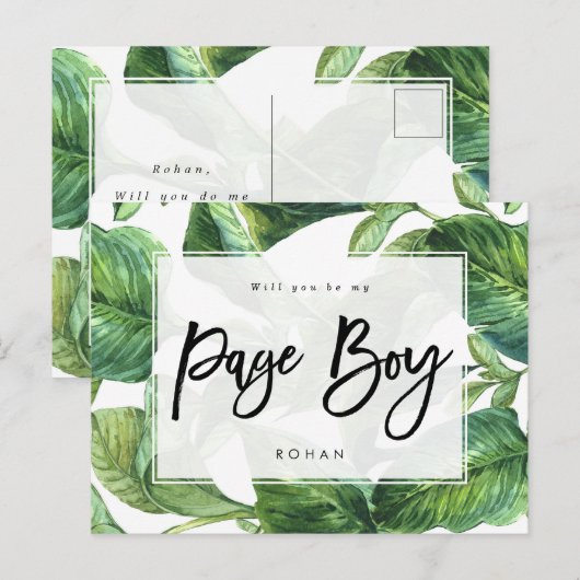 tropische groen zal je mijn paginasjongen zijn aankondigingskaart (Voorkant / Achterkant)