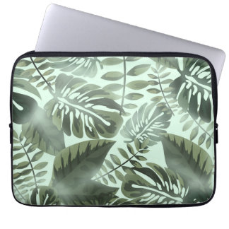 Tropische groenblad-blad-afdruk met dienblad laptop sleeve