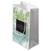 Tropische Groene/Aqua Glitter Palmen Gift Bag Klein Cadeauzakje (Voorkant Gekanteld)