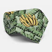 Tropische groene bananenbladeren en gele bananen stropdas (Opgerold)