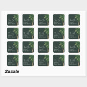 Tropische groene belettering palmboom bruid dank vierkante sticker (Vel)