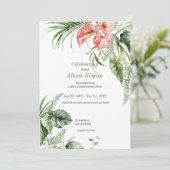 Tropische groene bladeren Anthurium Uitnodiging vo (Staand voorkant)