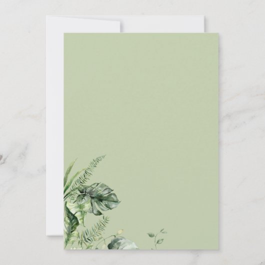 Tropische groene bladeren Anthurium Uitnodiging vo (Achterkant)