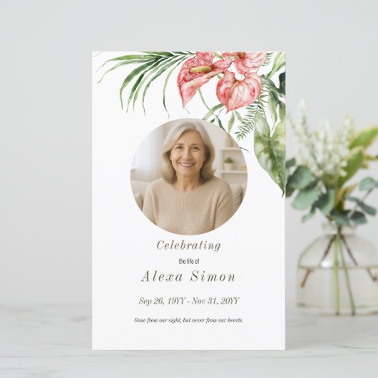 Tropische groene bladeren Anthurium Uitvaartprogra (Staand voorkant)