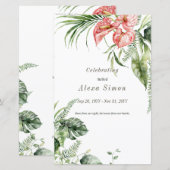 Tropische groene bladeren Anthurium Uitvaartprogra (Voorkant / Achterkant)