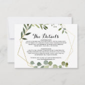 Tropische groene bladeren bruiloft details invoege kaart (Voorkant)