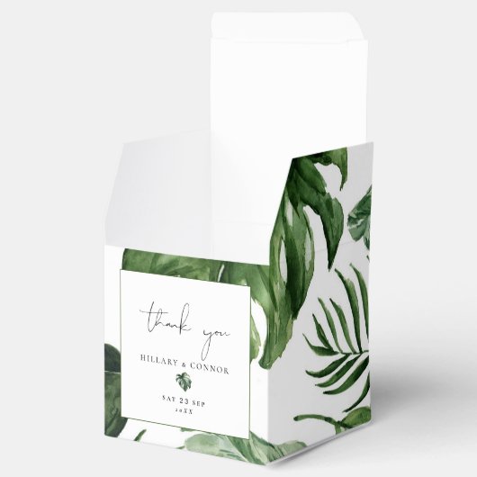 Tropische groene bladeren Bruiloft Feest Favor doz Bedankdoosjes (Geopend)