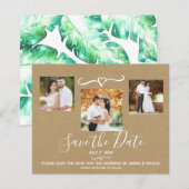 Tropische groene bladeren bruiloft foto opslaan va (Voorkant / Achterkant)