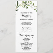 Tropische groene bladeren bruiloft programma programmakaart (Voorkant)