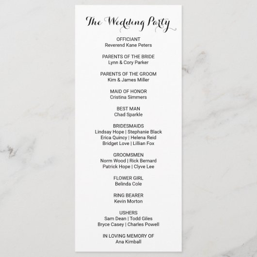 Tropische groene bladeren bruiloft programma programmakaart (Achterkant)