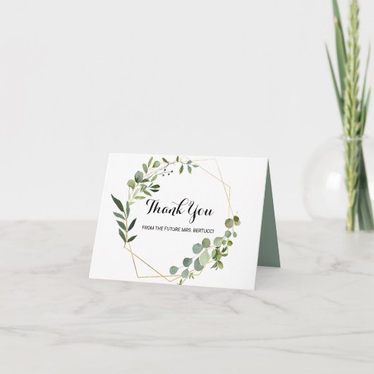 Tropische groene bladeren Bruiloft Thank You Kaart (Voorkant)