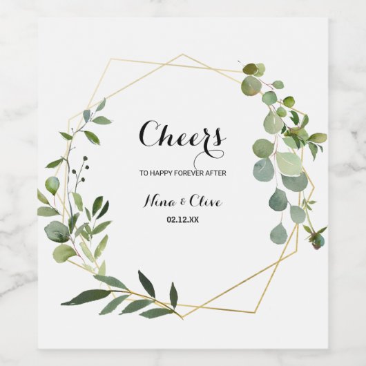 Tropische groene bladeren bruiloft wijn labels wijn etiket (Enkel label)