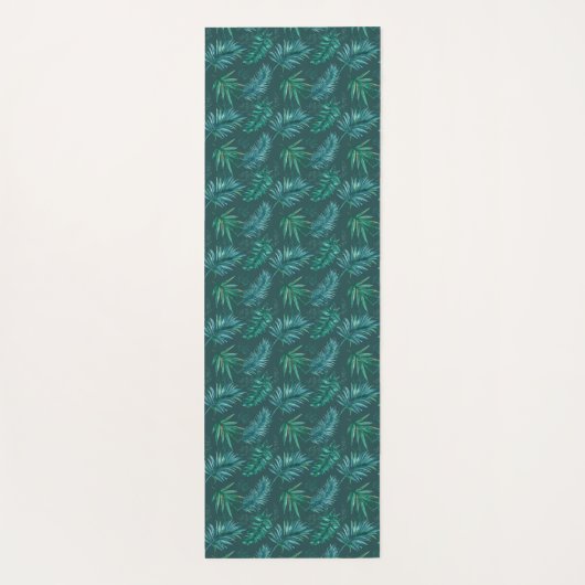 Tropische groene bladeren en veren yogamat (Achterkant)