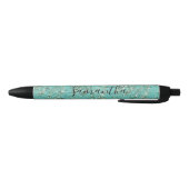 Tropische groene bladeren Glitter gepersonaliseerd Zwarte Inkt Pen (Bodem)