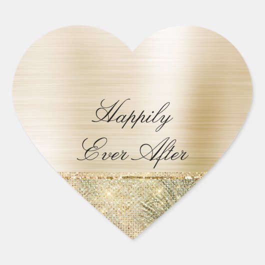 Tropische groene bladeren goud glans hart sticker (Voorkant)