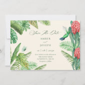 Tropische groene bladeren jungle save the date (Voorkant)