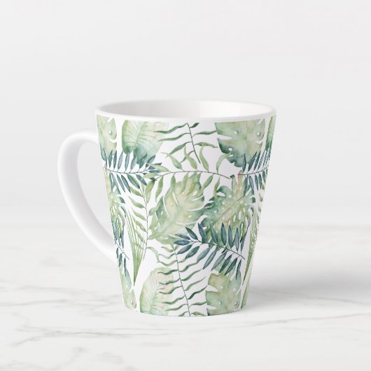 Tropische groene bladeren latte mok (Linkerhoek)