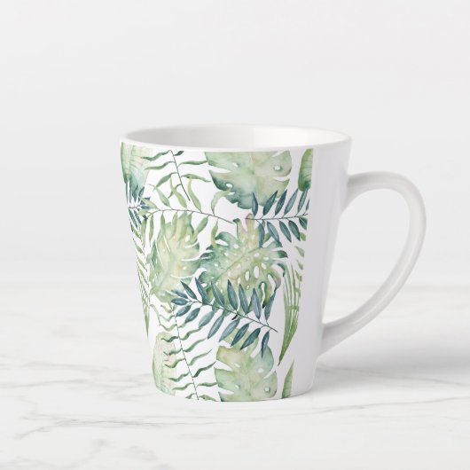 Tropische groene bladeren latte mok (Rechts)