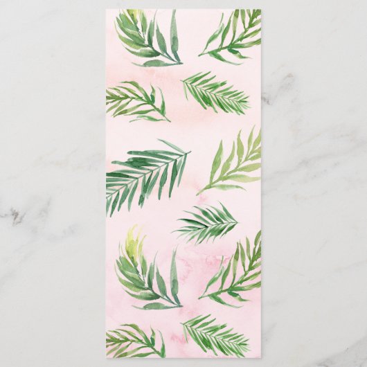 Tropische groene bladeren Luau Party menu's (Achterkant)