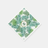 Tropische groene bladeren met aangepaste monogram servet (Hoek)