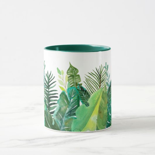 Tropische groene bladeren mok (Midden)