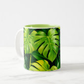 Tropische Groene Bladeren Mok (Voorkant links)