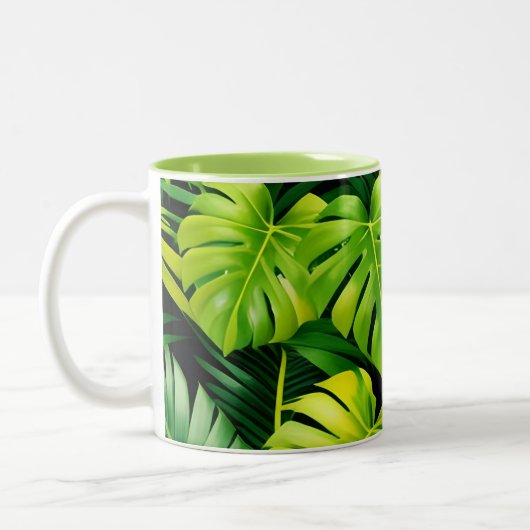 Tropische Groene Bladeren Mok (Links)