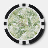 Tropische groene bladeren poker chips (Voorkant)