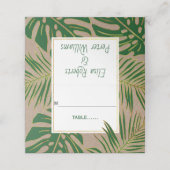 Tropische groene bladeren rustieke bruiloft gevouw plaatskaartje (Buitenkant ongevouwen)