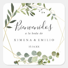Tropische groene bladeren Spaans bruiloft welkom Vierkante Sticker