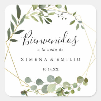 Tropische groene bladeren Spaans bruiloft welkom Vierkante Sticker