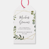 Tropische groene bladeren Spaanse bruiloft dank u Cadeaulabel (Voorkant)