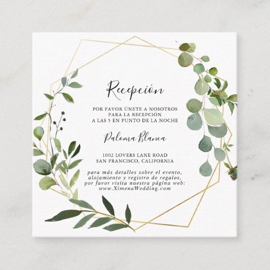 Tropische groene bladeren Spaanse bruiloft recepti Informatiekaartje (Voorkant)