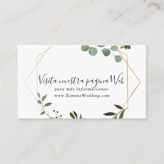 Tropische groene bladeren Spaanse bruiloft website Informatiekaartje (Voorkant)