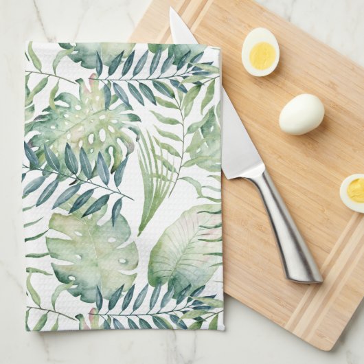 Tropische groene bladeren theedoek (Quarter Fold)