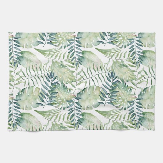 Tropische groene bladeren theedoek (Horizontaal)