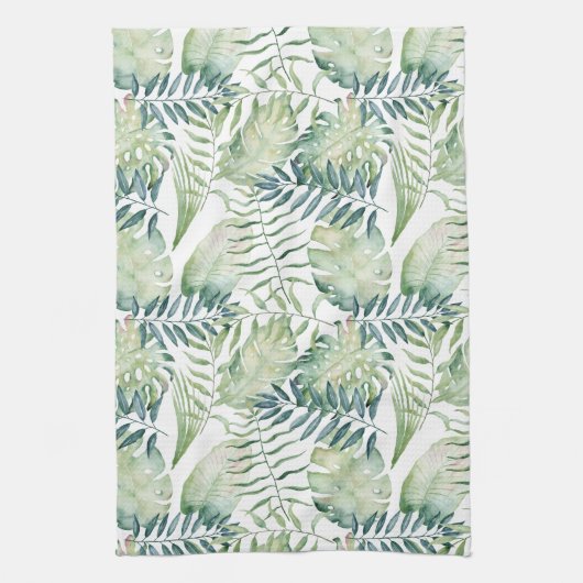 Tropische groene bladeren theedoek (Verticaal)