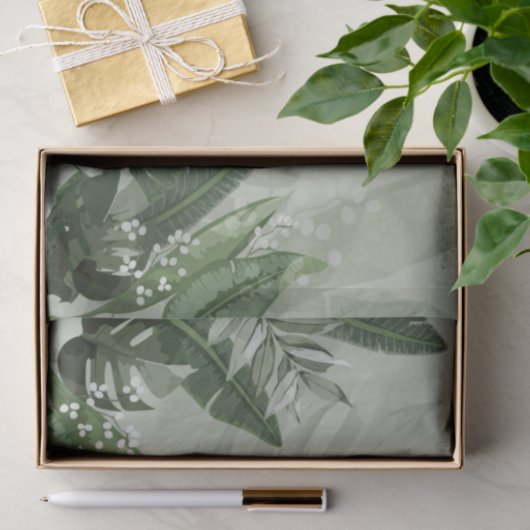 tropische groene bladeren tissuepapier (Geschenk)