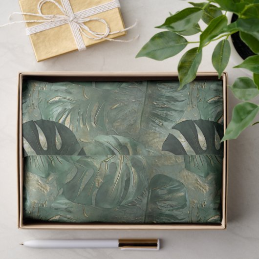 Tropische groene bladeren tissuepapier (Geschenk)