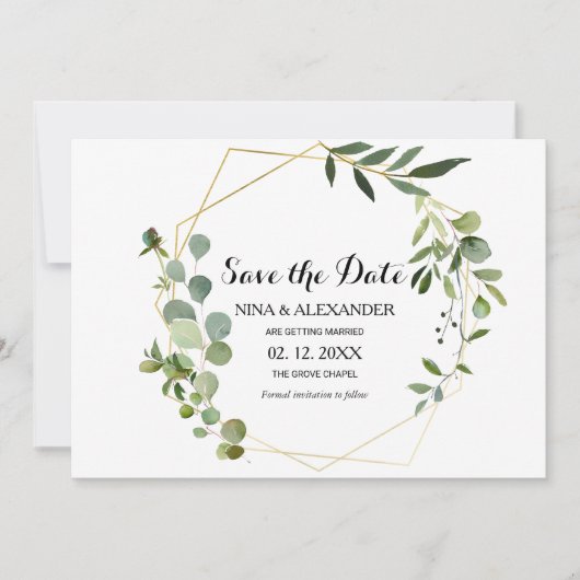 Tropische groene bladeren Trouw Save the Date Kaart (Voorkant)