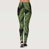 Tropische groene bladeren zwart leggings (Achterkant)