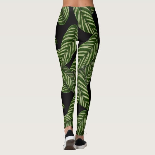 Tropische groene bladeren zwart leggings (Achterkant)