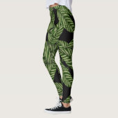 Tropische groene bladeren zwart leggings (Links)