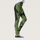 Tropische groene bladeren zwart leggings (Rechts)