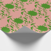Tropische groene bloemen & bladeren op roze cadeaupapier (Hoek)