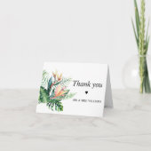 Tropische groene bloemen bruiloft bedankkaart (Voorkant)