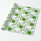 Tropische groene bloemen en bladeren op wit cadeaupapier (Uitgerold)