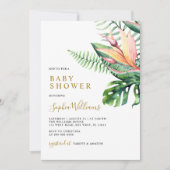 Tropische groene bloemen Modern Baby shower Kaart (Voorkant)