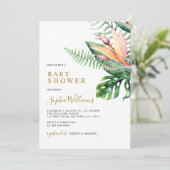 Tropische groene bloemen Modern Baby shower Kaart (Staand voorkant)