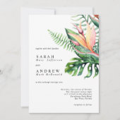 Tropische groene bloemen Moderne Minimale bruiloft Kaart (Voorkant)